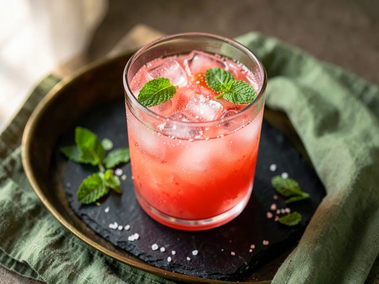 Watermelon Mint Mocktail, served in a glass