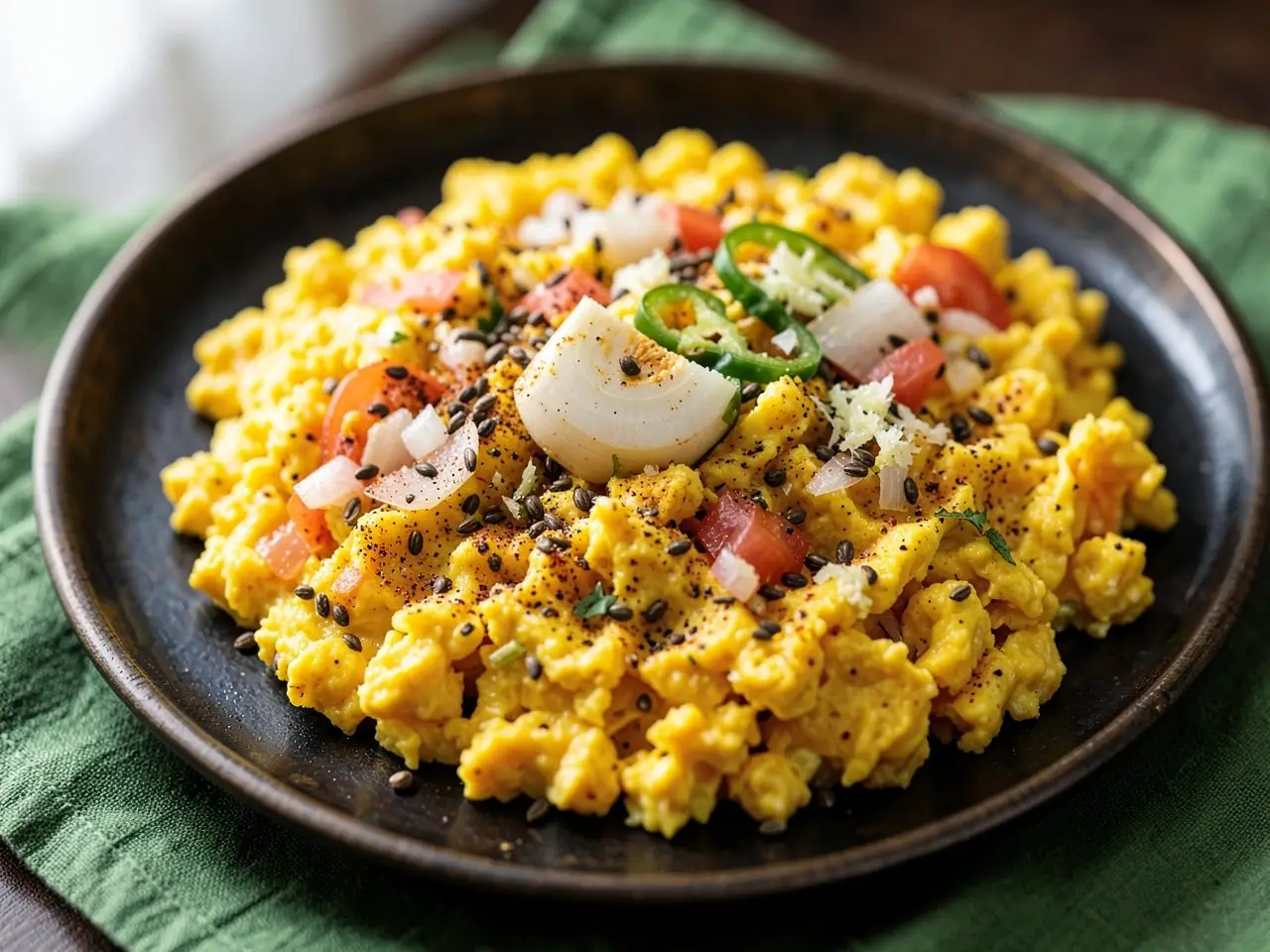 Egg Bhurji (Indian Spiced Scrambled Eggs), ready to serve