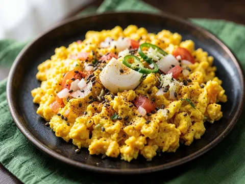 Egg Bhurji (Indian Spiced Scrambled Eggs), ready to serve