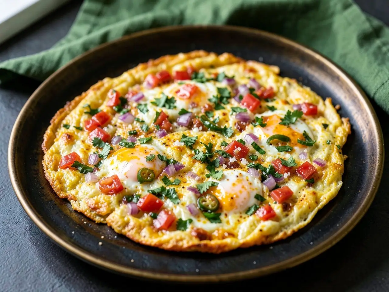 Masala Omelette (Indian Egg Omelette), ready to serve