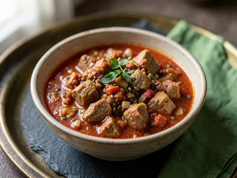 Slow Cooker Lamb Curry with Coconut Milk, ready to serve