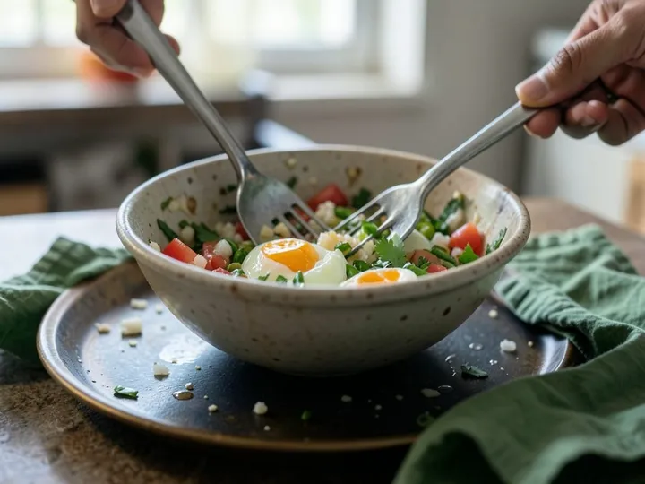 Step 1 of Masala Omelette (Indian Egg Omelette): Crack the eggs into a bowl