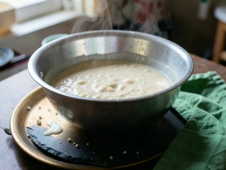 Step 1 of Rava Uttapam (Instant Semolina Uttapam): Mix the rava