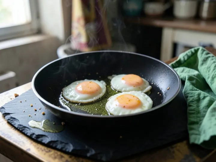Step 3 of Avocado Egg Toast: Heat the oil in a small non-stick pan over medium heat for 1 minute