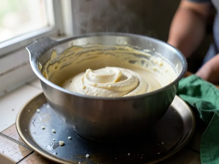 Step 3 of Classic Creamy Hummus: With the motor running