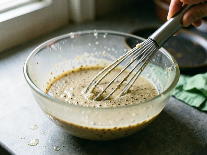 Step 5 of Quinoa Chickpea Salad with Lemon Dressing: Whisk the lemon juice